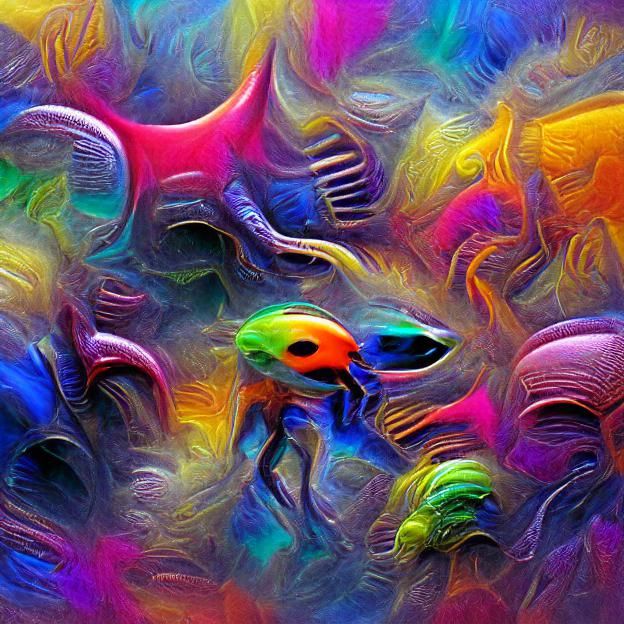 A colorful and abstract picture of an alien species