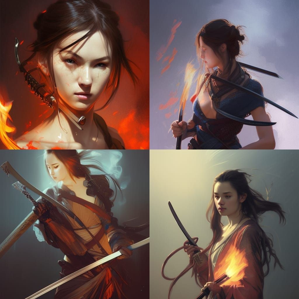 girl holding a katana