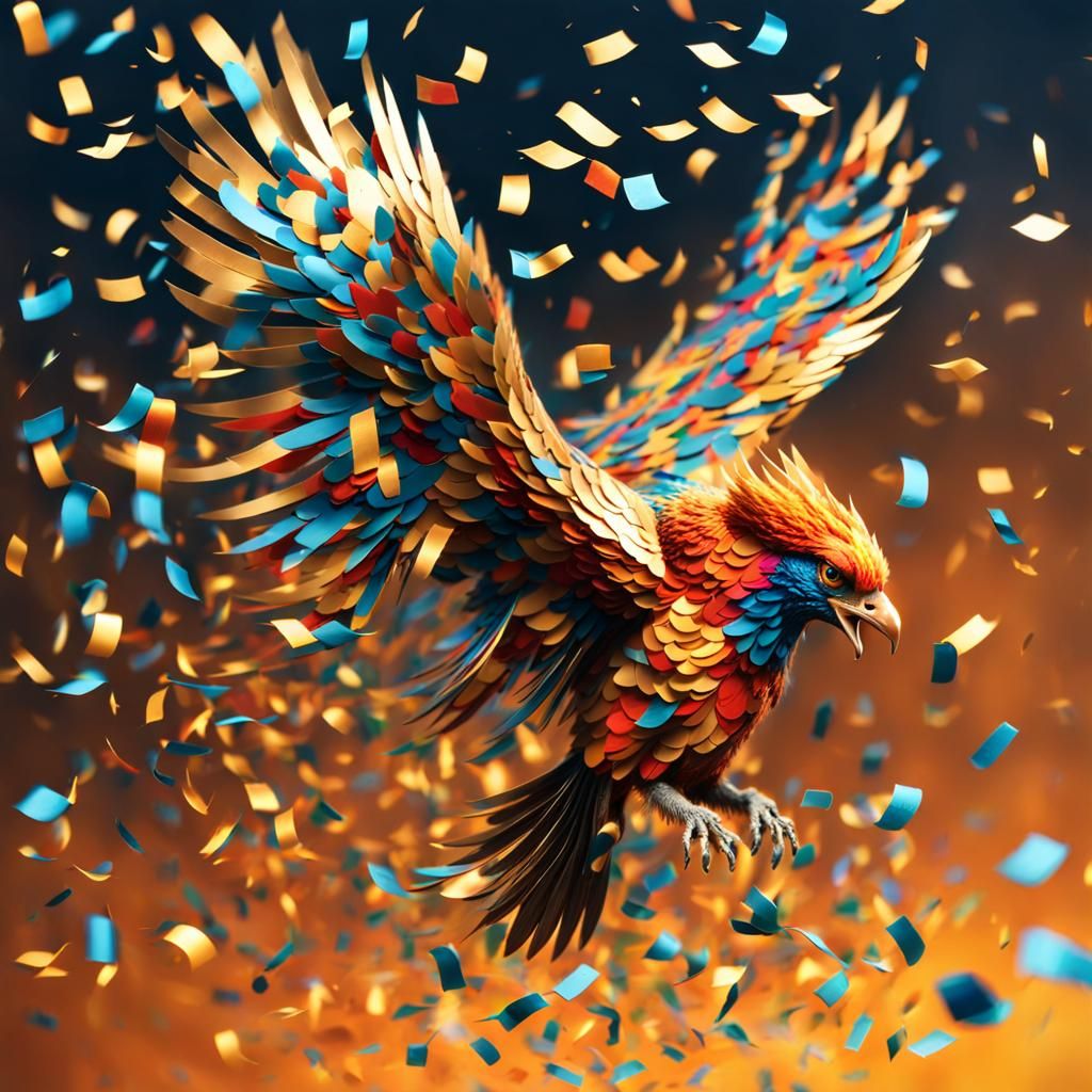 Confetti Phoenix  by @JokeStirrer
