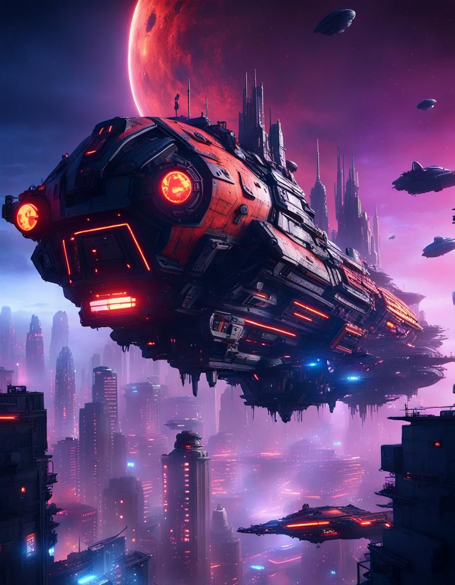 Borderlands. Pirate Capital Ship terrorizing an urban planet. - AI ...