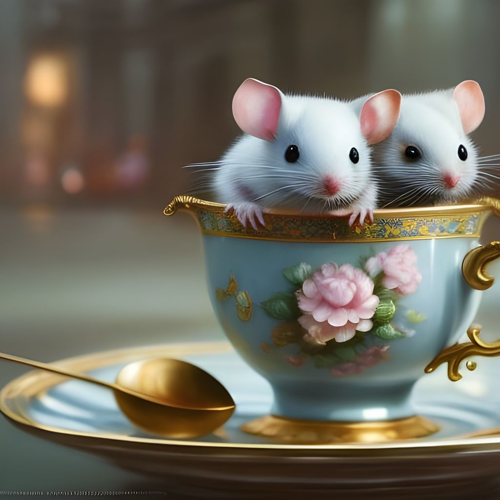 Adorable baby rats in a teacup  by @Lordy