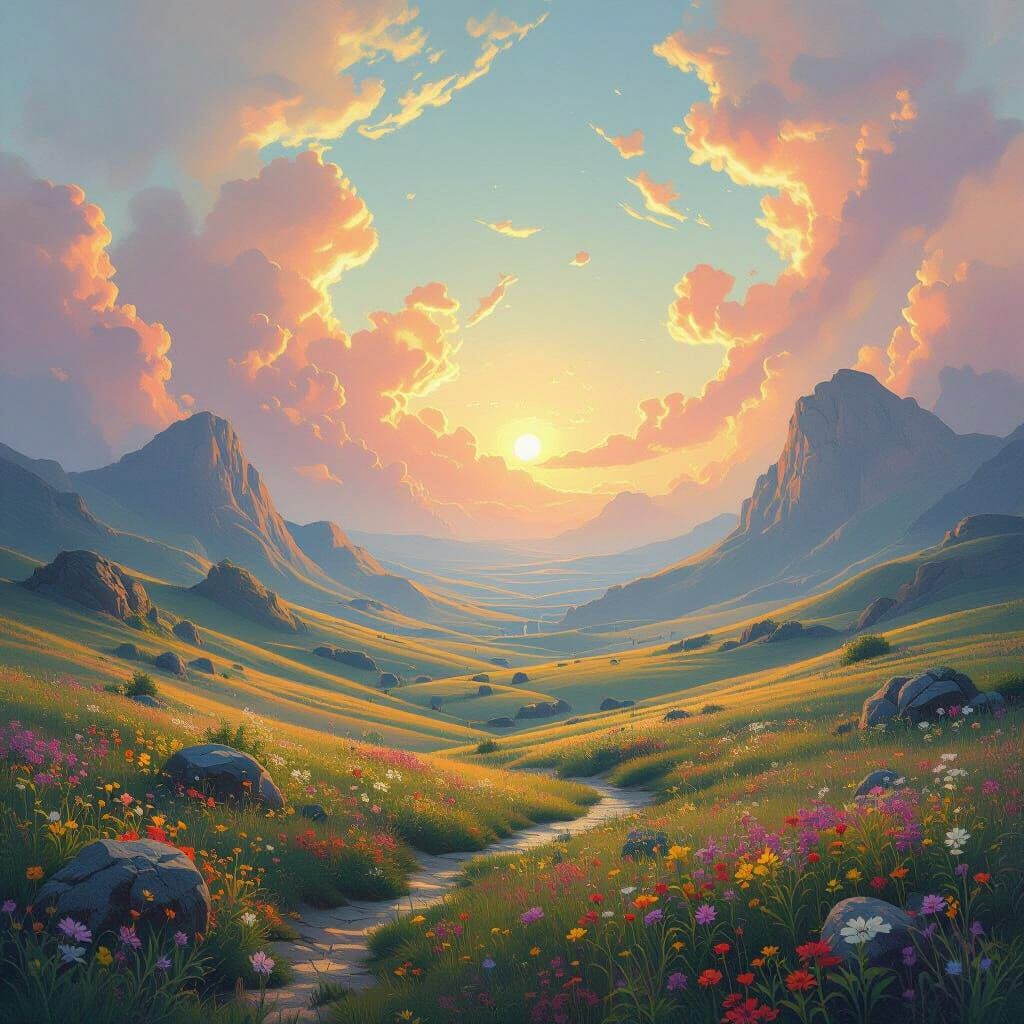 Ethereal Landscape in Abstract Expressionist Style