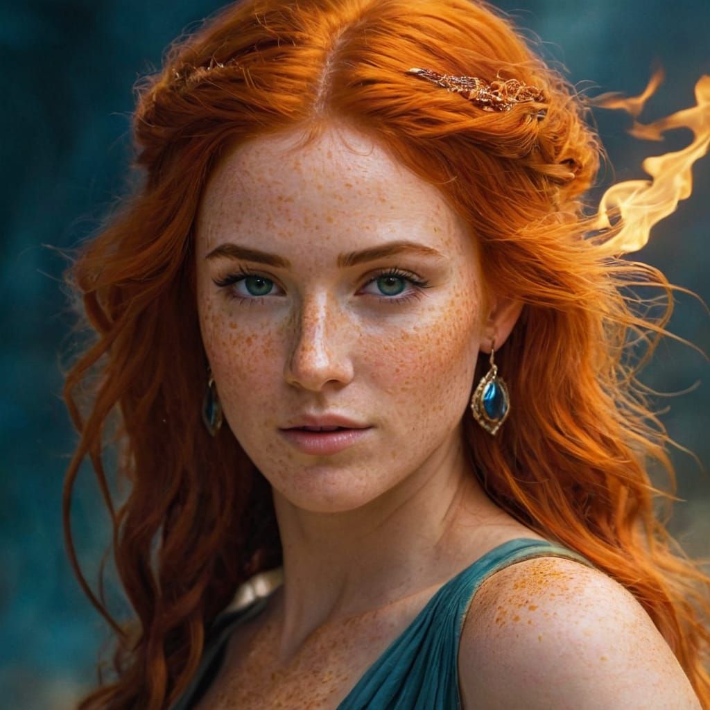 A fiery-haired sorceress