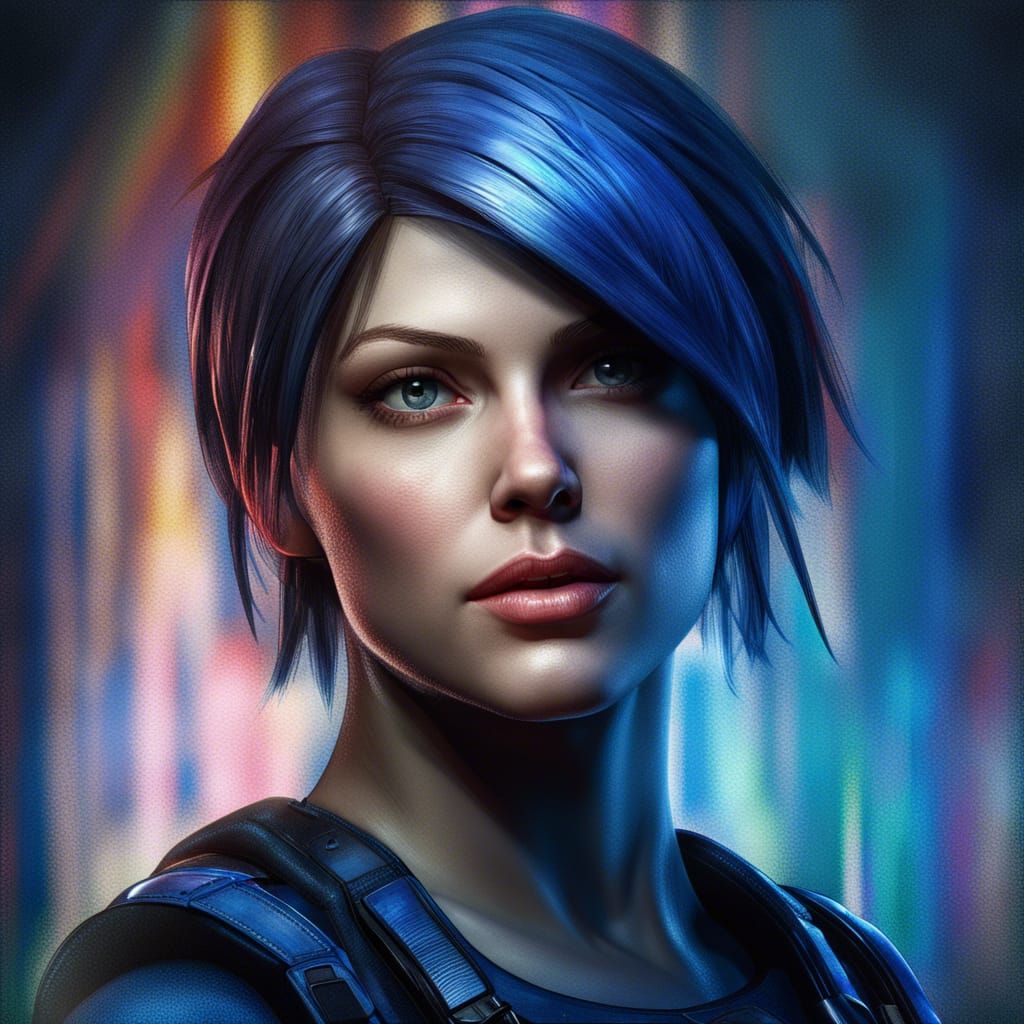 A realistic photo of of Jill valentine  head and shoulders p...