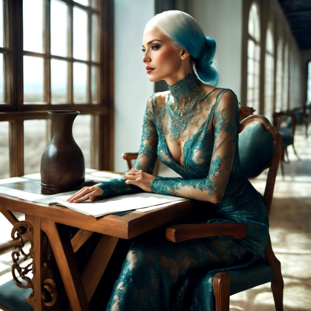 Elegant Lady in a Surreal Landscape