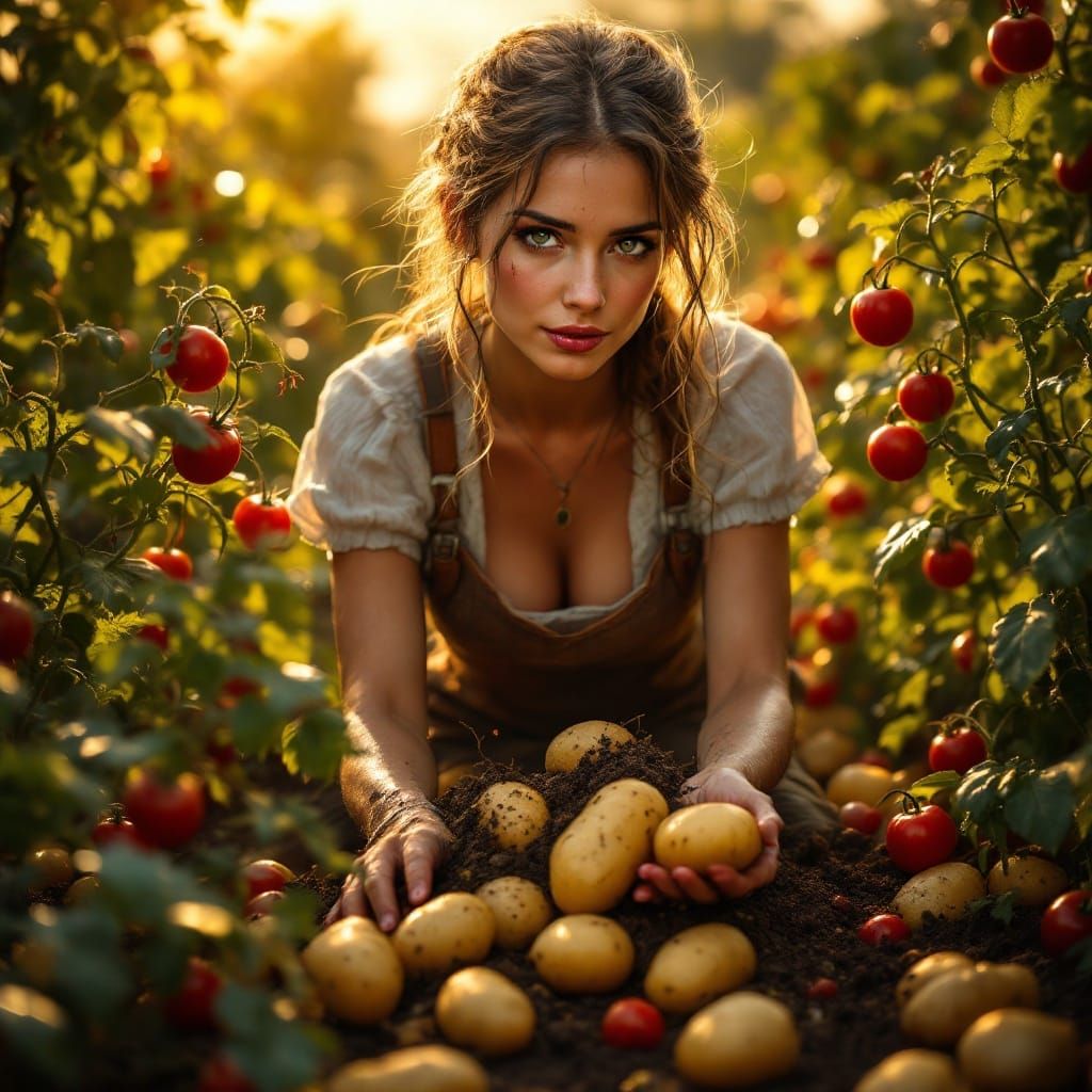 Farm girl harvesting  by @Valentin