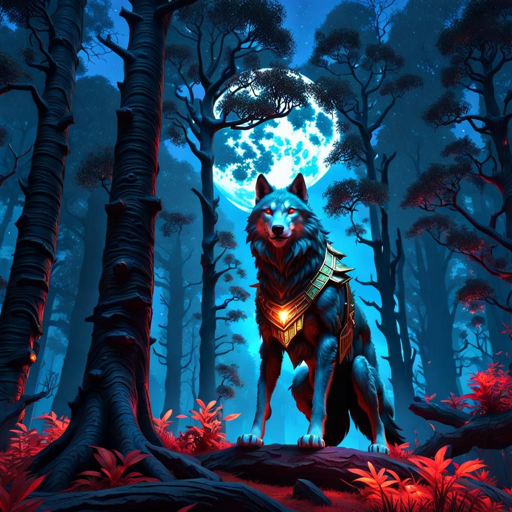 Fullmoon Wolf Shaman - AI Generated Artwork - NightCafe Creator