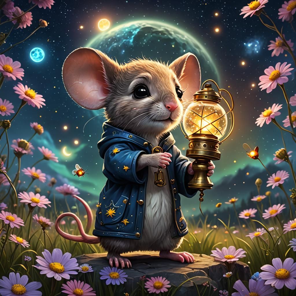 mouse holds a large lantern  by @Boxo Tarusch