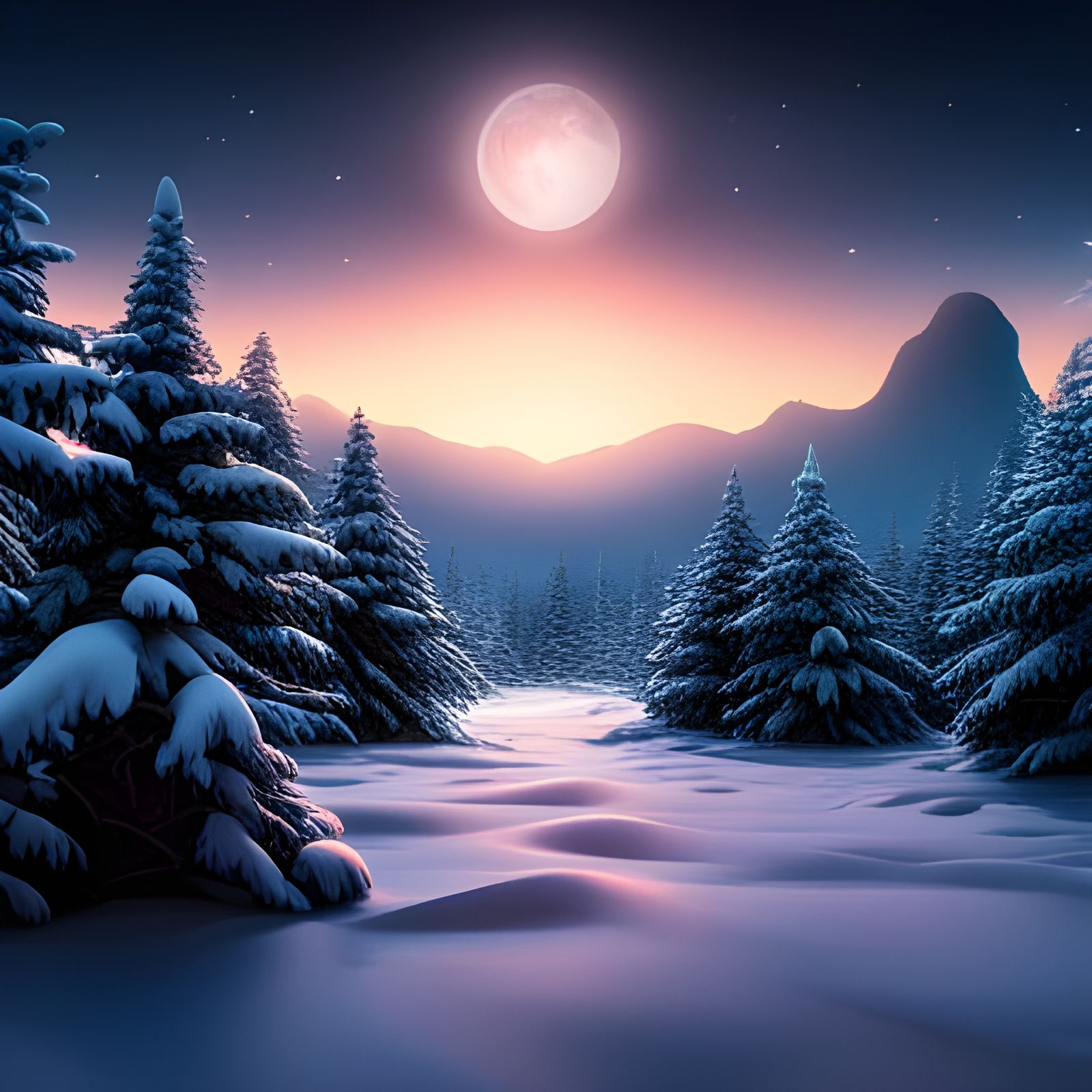 Snow landscape - AI Generated Artwork - NightCafe Creator