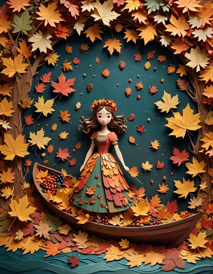 Layered colored paper craft depicting a full body portrait o...