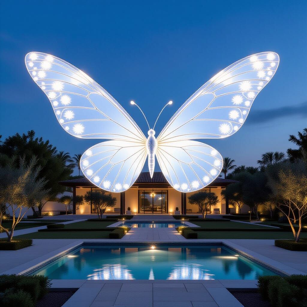 Luminous Butterflies Adorning Corset in Moonlit Garden