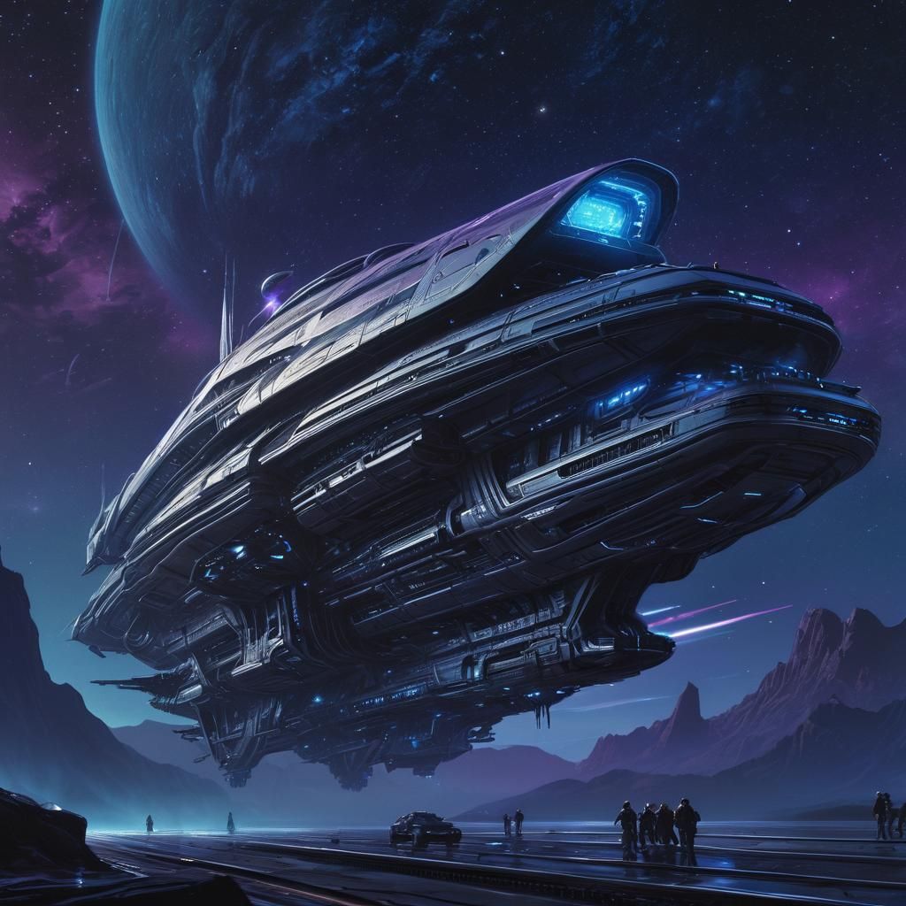 Alien Spaceship Arrives From Distant Star in Sci-Fi Art