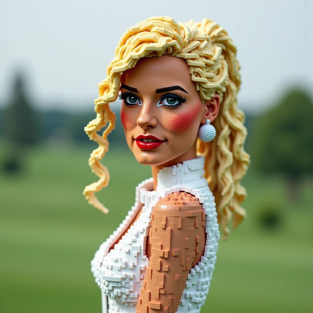  <lora:Brick meet Face:1.0> blonde golfer