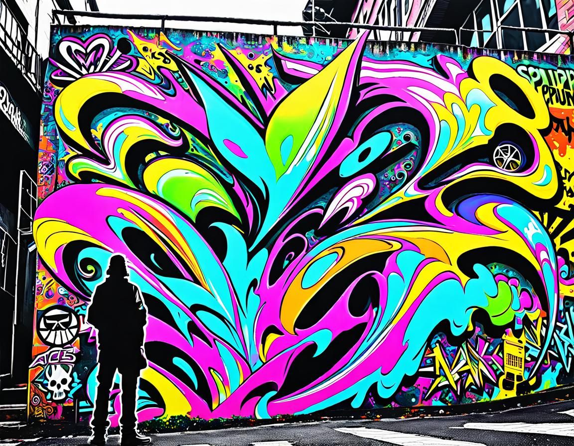 Aces & Eights 🤠☠ , maximalism, biopunk, graffiti art, splas...