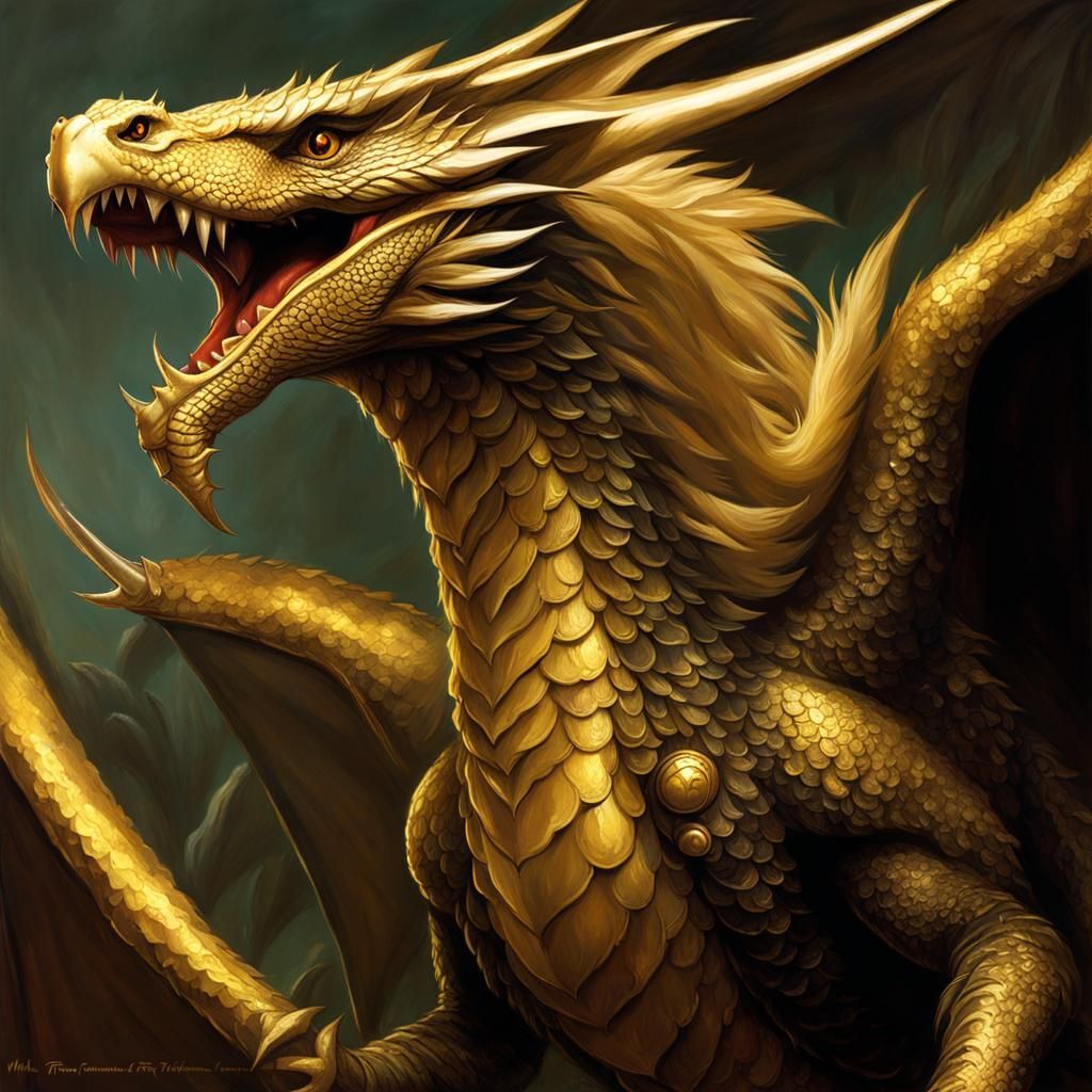 Golden Wyvern - AI Generated Artwork - NightCafe Creator