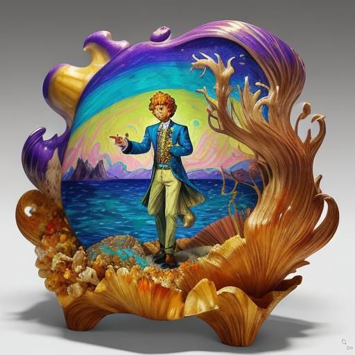 gaudi psychedelic little prince potato sculpture wood magrit...