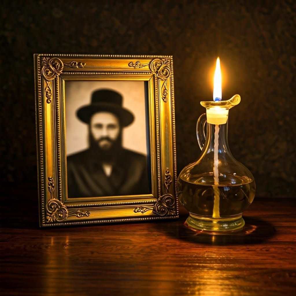 Antique Gold Picture Frame with Sepia-Toned Rabbi Portrait a...