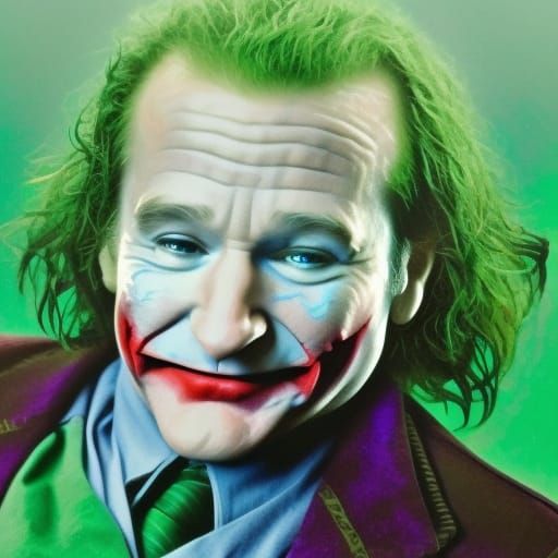 Close up portrait of Robin Williams as The Joker - AI Generated Artwork ...