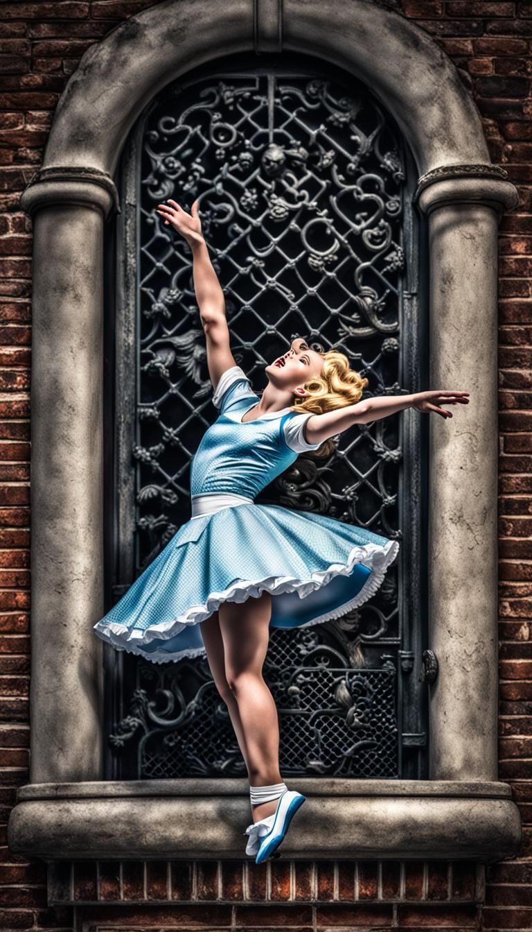 Alice in Wonderland meets Marilyn Monroe.