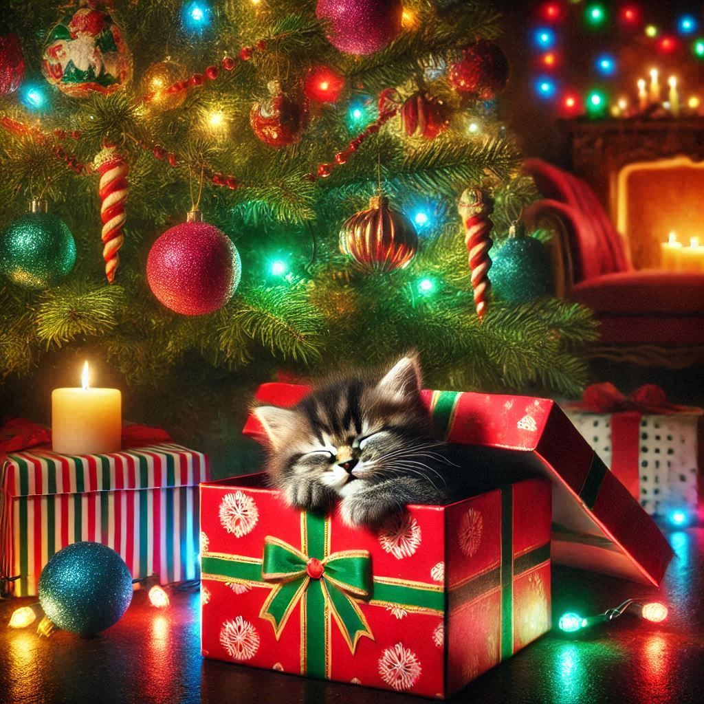 Fluffy Cat's First Christmas