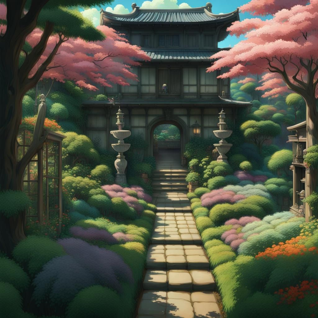 Studio Ghibli Garden - AI Generated Artwork - NightCafe Creator