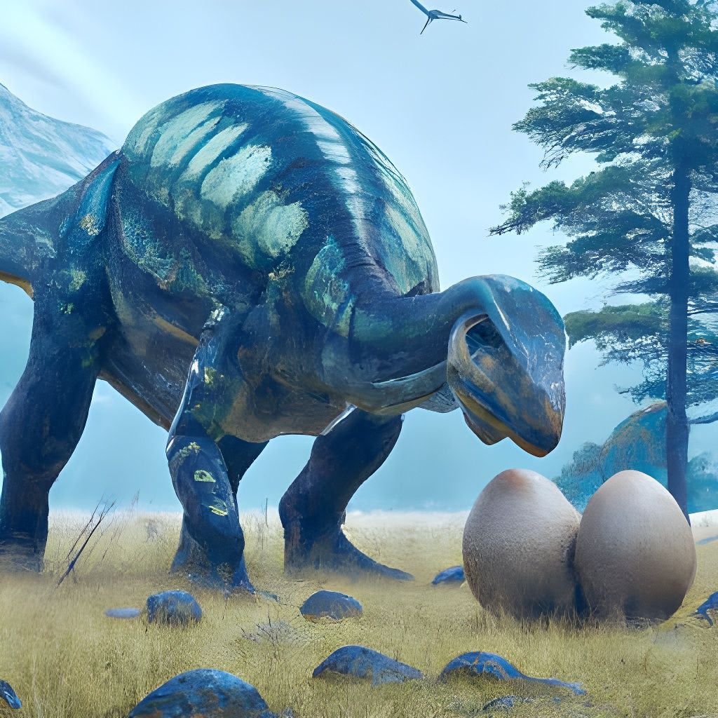 Brontosaurus protecting its eggs - AI Generated Artwork - NightCafe Creator