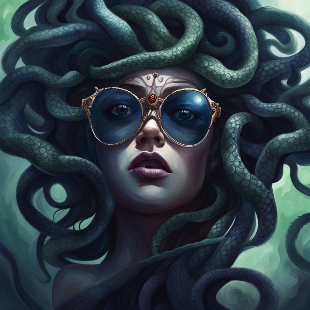 Medusa Wearing Dark Sunglasses - Ai Generated Artwork - Nightcafe Creator