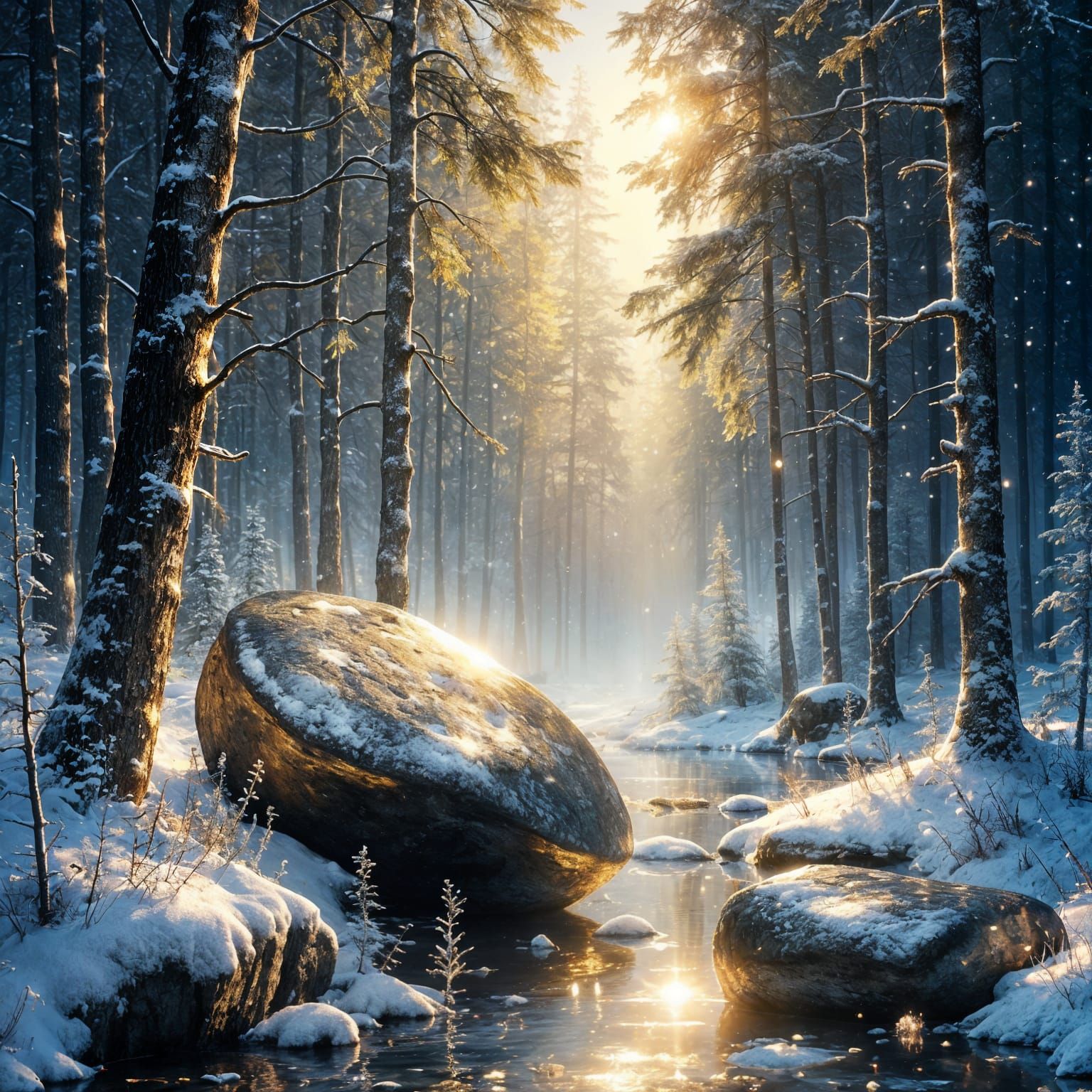 Sunlight through a snowy winter   by @Hexa