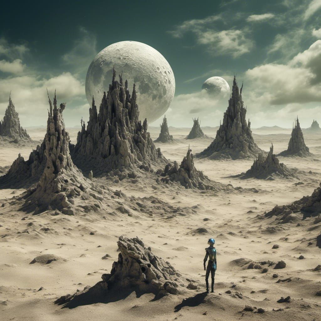two creatures in moonscape,surreal <lora:surreal and artsy:1.0> 