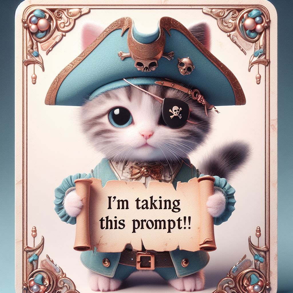 Prompt pirate kitten trading card