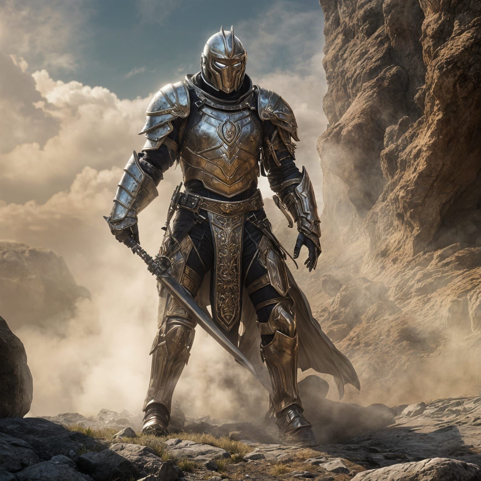 <lora:MJ6-1 Sci-Fi Fantasy:1.0> Human Paladin, dynamic, digital art, best of behance, anton fadeev, fined detail, sci-fi fantasy character...