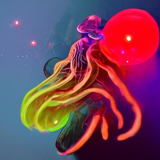 Glowing Jellyfish in Astral Cosmic Illustration