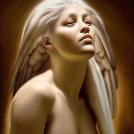 rostro de un angel sereno, arte hiperrealista religioso gran...