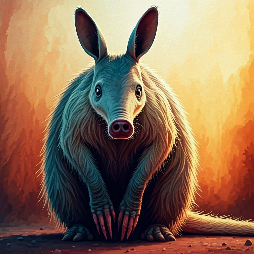 Aardvark, unkempt, Horror, Low, watercolor, art by Jessica Rossier
