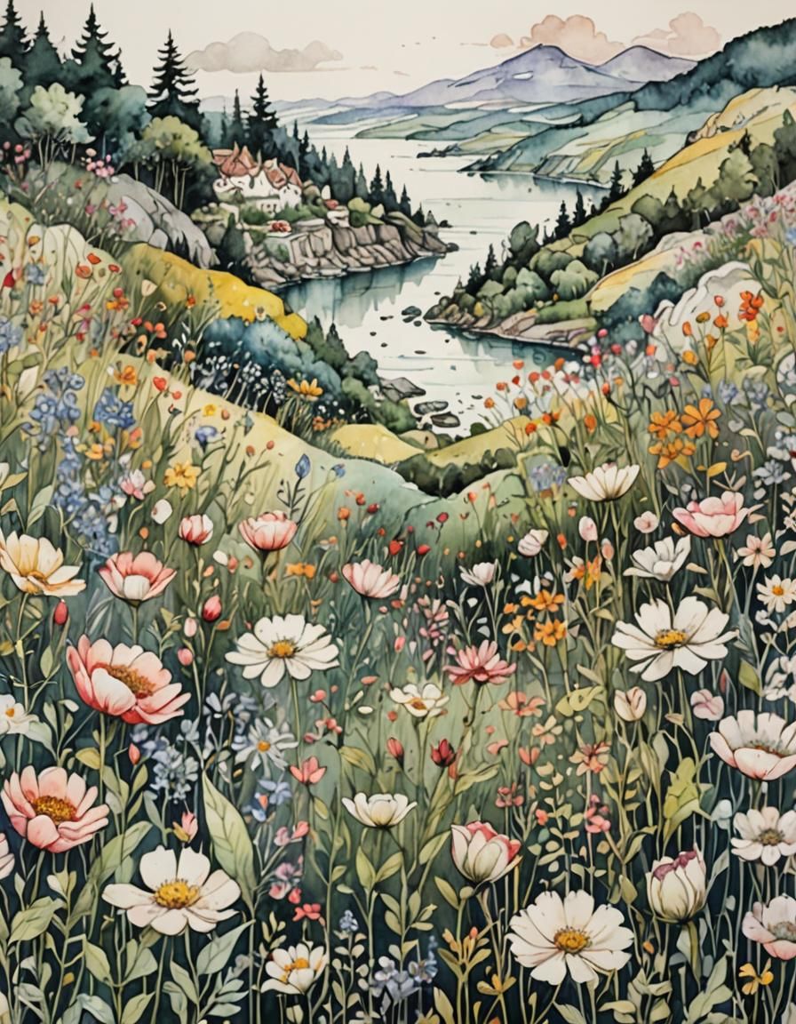 Landscape With Wildflowers