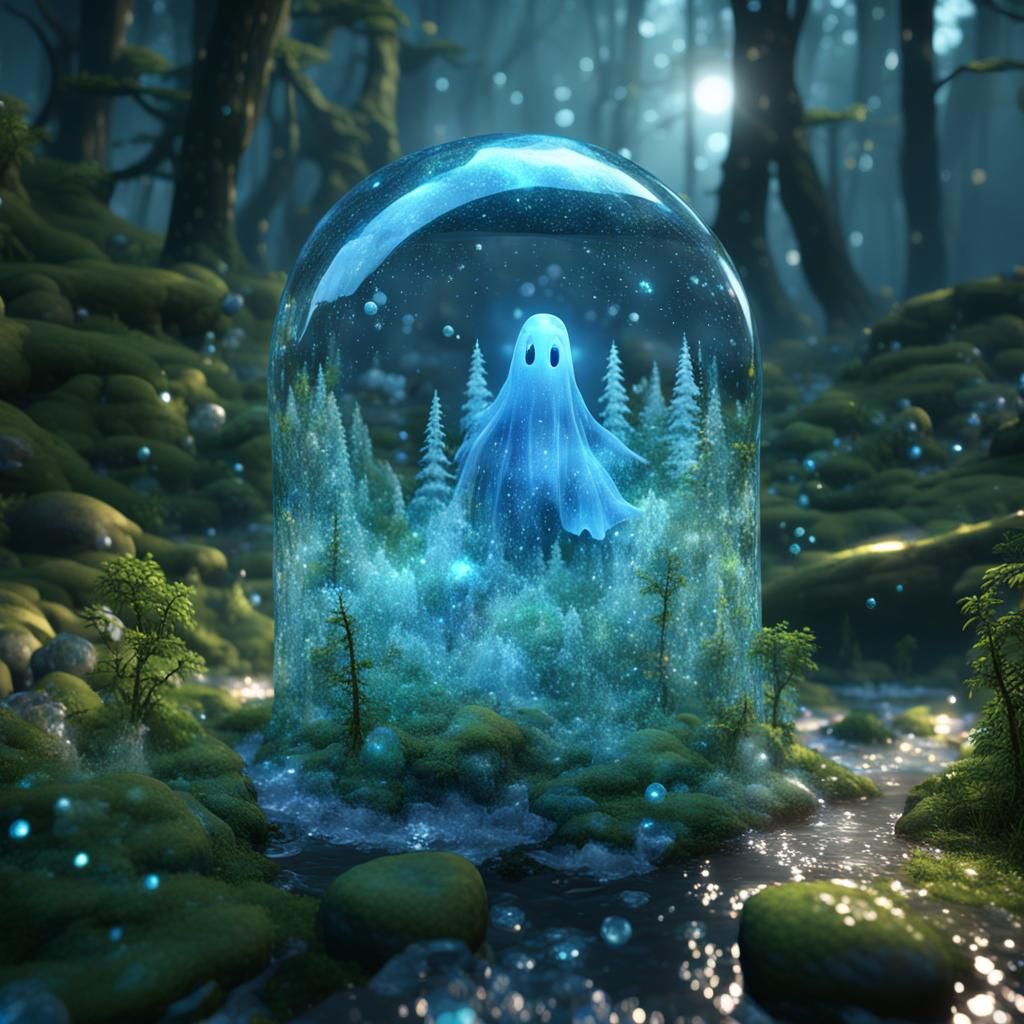 Ghost in Glass Cloche in Forest
