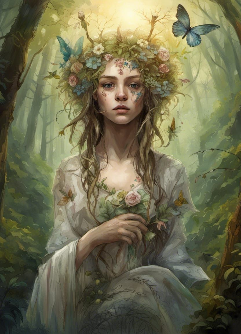 Portrait of A gorgeous female, big eyed, spring faerie by Edwin ...