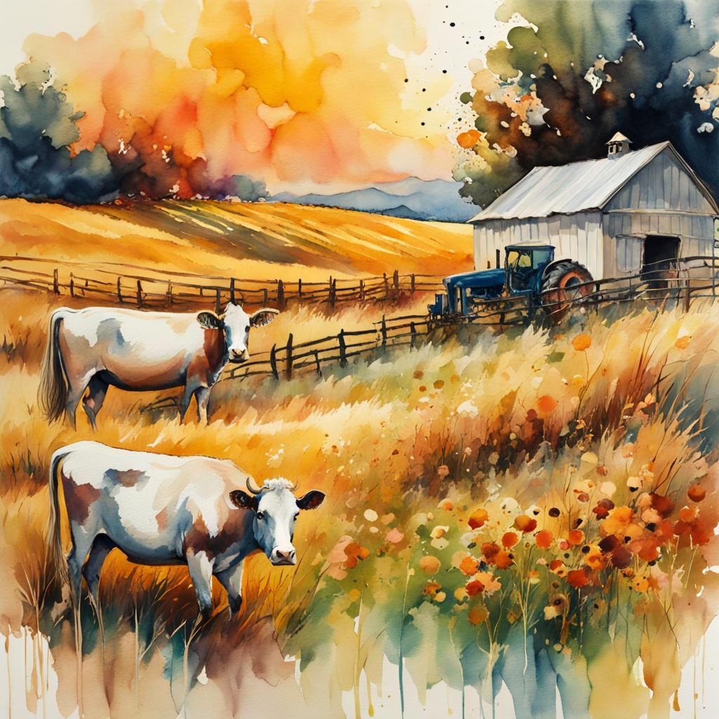 Farm Life watercolour