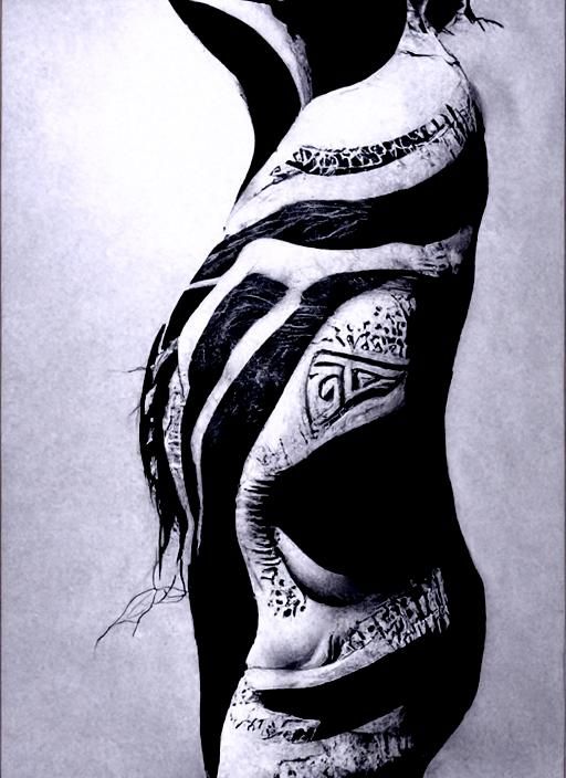 Tribal tattoo on womans back