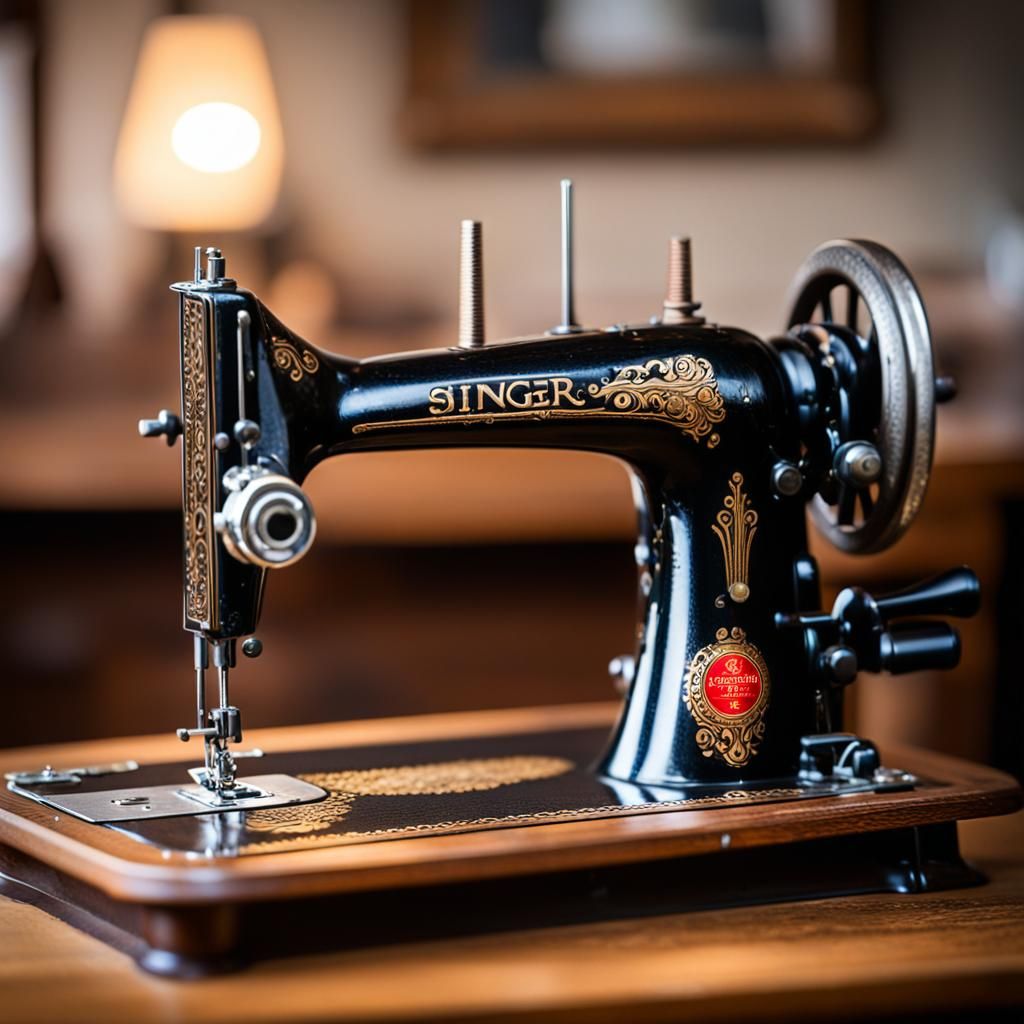 1923 Antique Singer sewing machine on an oak table  by @David Grewcock