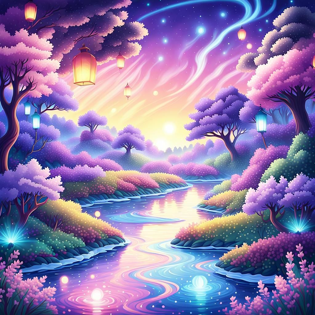 Anime Landscape Unveiled by Glowing Lantern