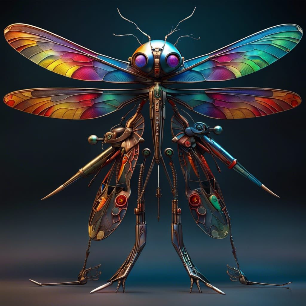 Cyborg colorful dragonfly  by @art_bridge63 