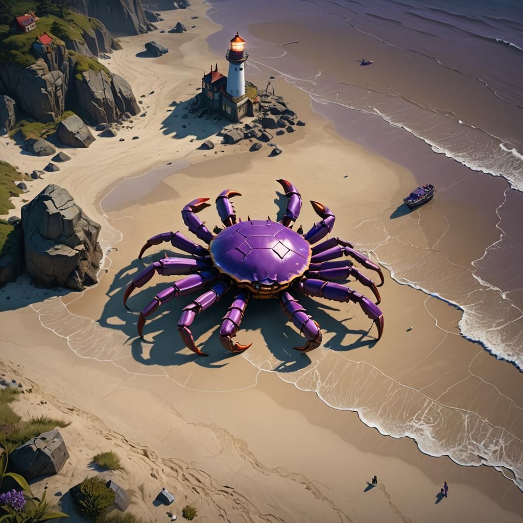 Giant crab on a beach