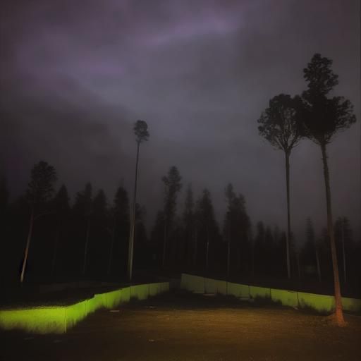 <lora:liminal evryn:1.0> a photo of a dark eerie outdoor, red sky, dim lighting, fluorescent lighting, liminal space