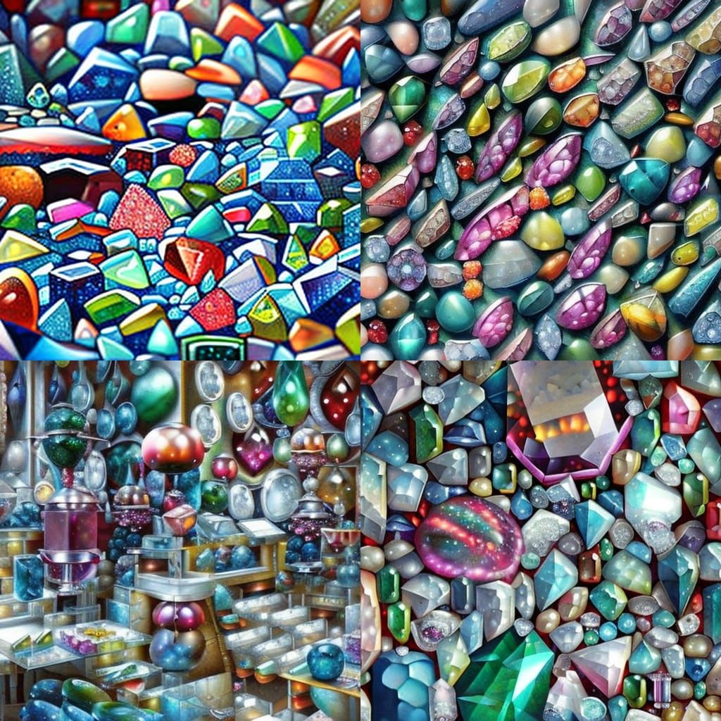 small gemstone shop with many different beautiful gemstones, quartz