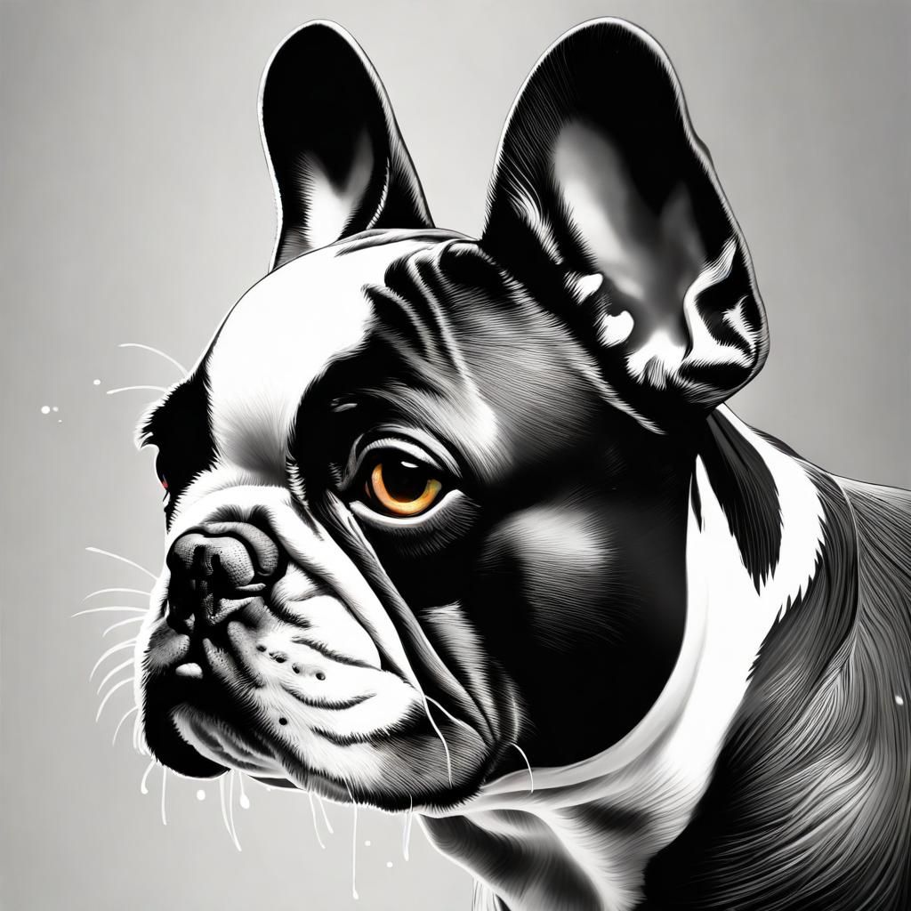 black white french bulldog