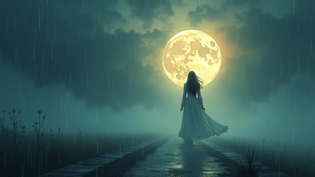 Ровный бег моей судьбы
Ночь, печаль и блеск души
Лунный свет и майский дождь в небесах

Долгий век моей звезды
Сонный блеск земной росы
Гром...