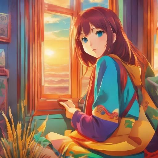 <lora:Anime DreamShaper:1.0> Anime girl sitting on a bean bag