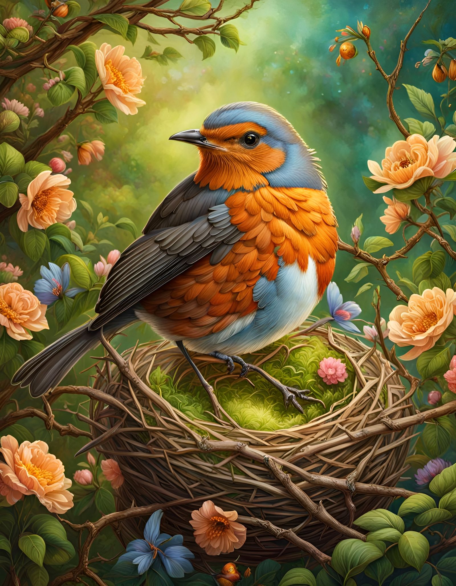 Spring Robin in a Nest