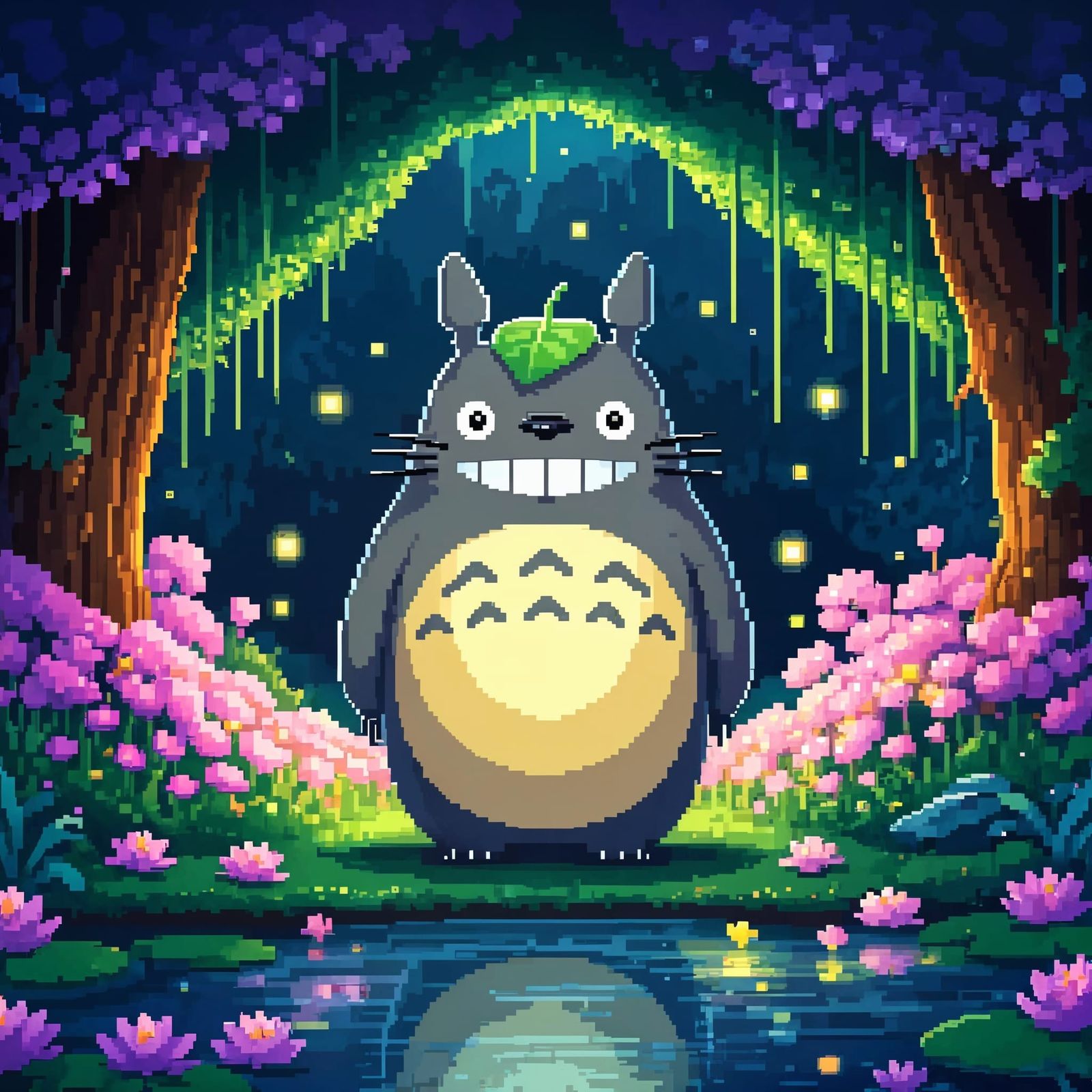 Totoro’s Pixel Grove  by @Ria Hagane
